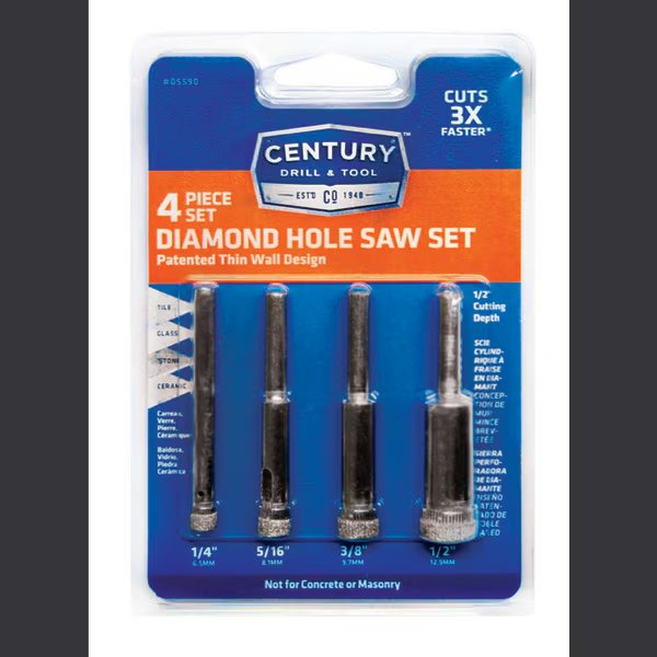 Hole Saw Diamond 4Pc Set 1/4
